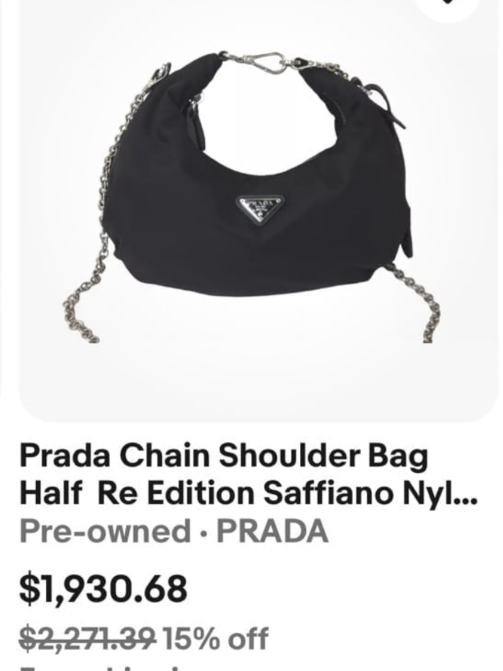 Prada⭐️🌟Black Nylon Shoulder Hobo with Silver Hardware! - Picture 16 of 16